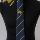 Cravate personnalisée tissée (fond bleu marine, rayures er logo jaunes), syndicat éleveurs de cheveaux