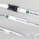 Lanyard publicitaire, 15 mm, blanc, impression 2 couleurs, séparateur, mousqueton